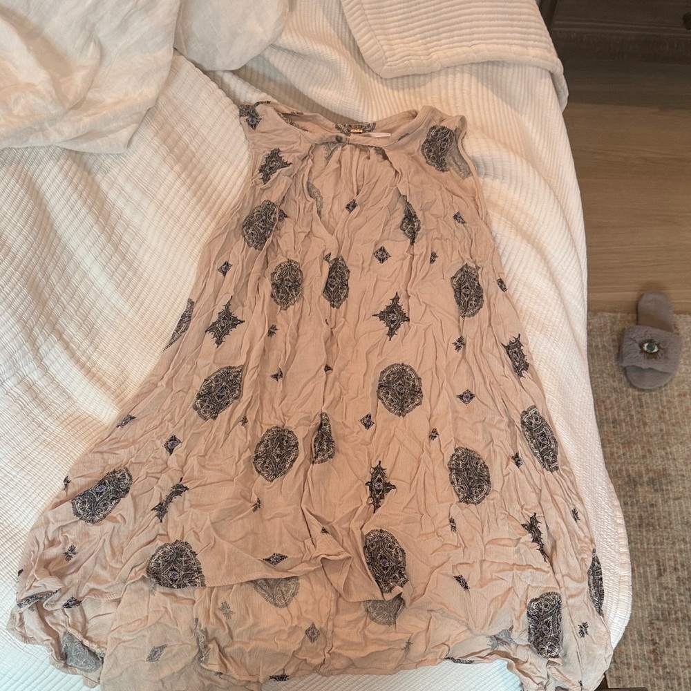 Free People Beige Light Pink Patterned Tunic